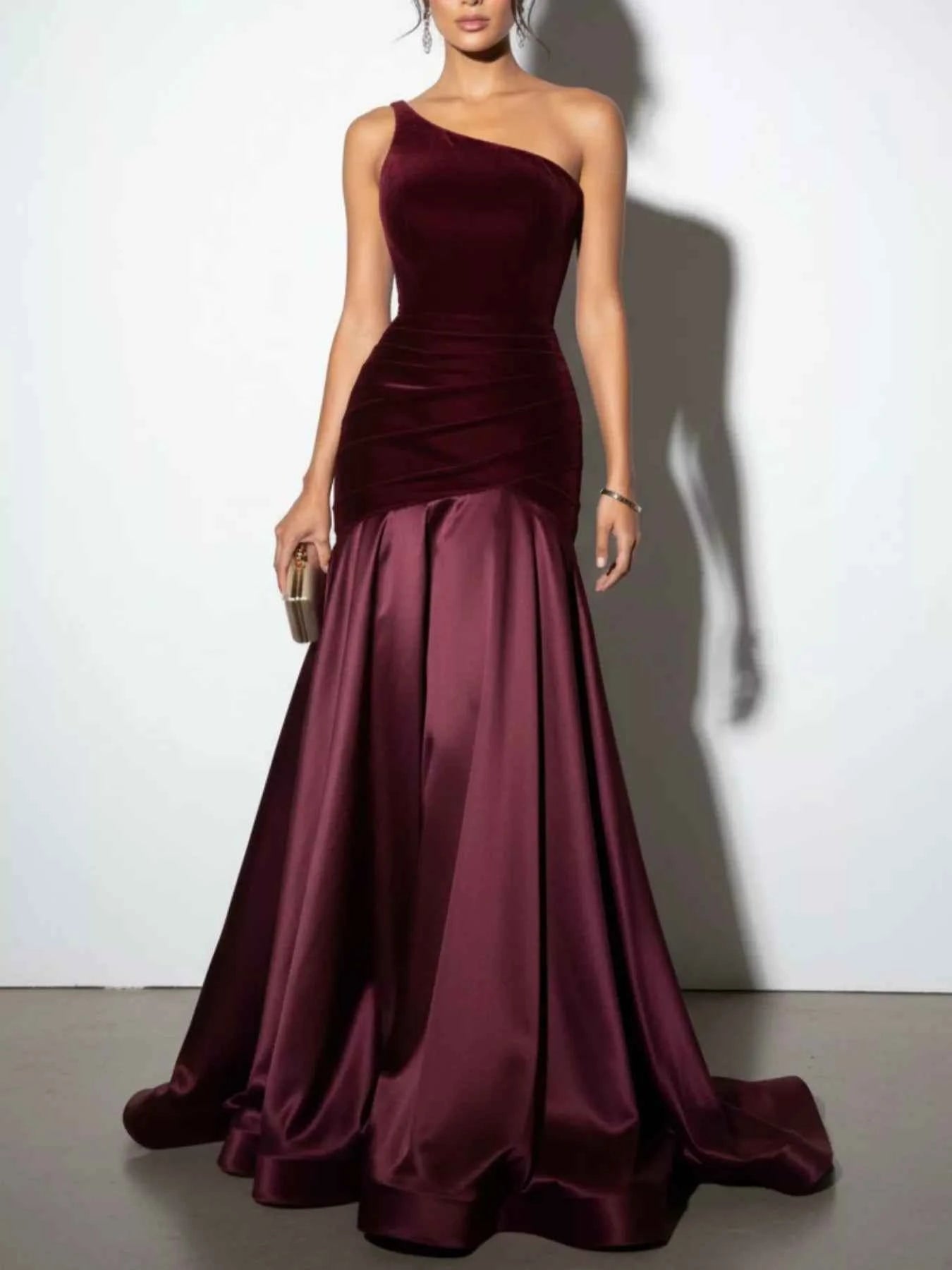 Single Shoulder Floor Length Dress