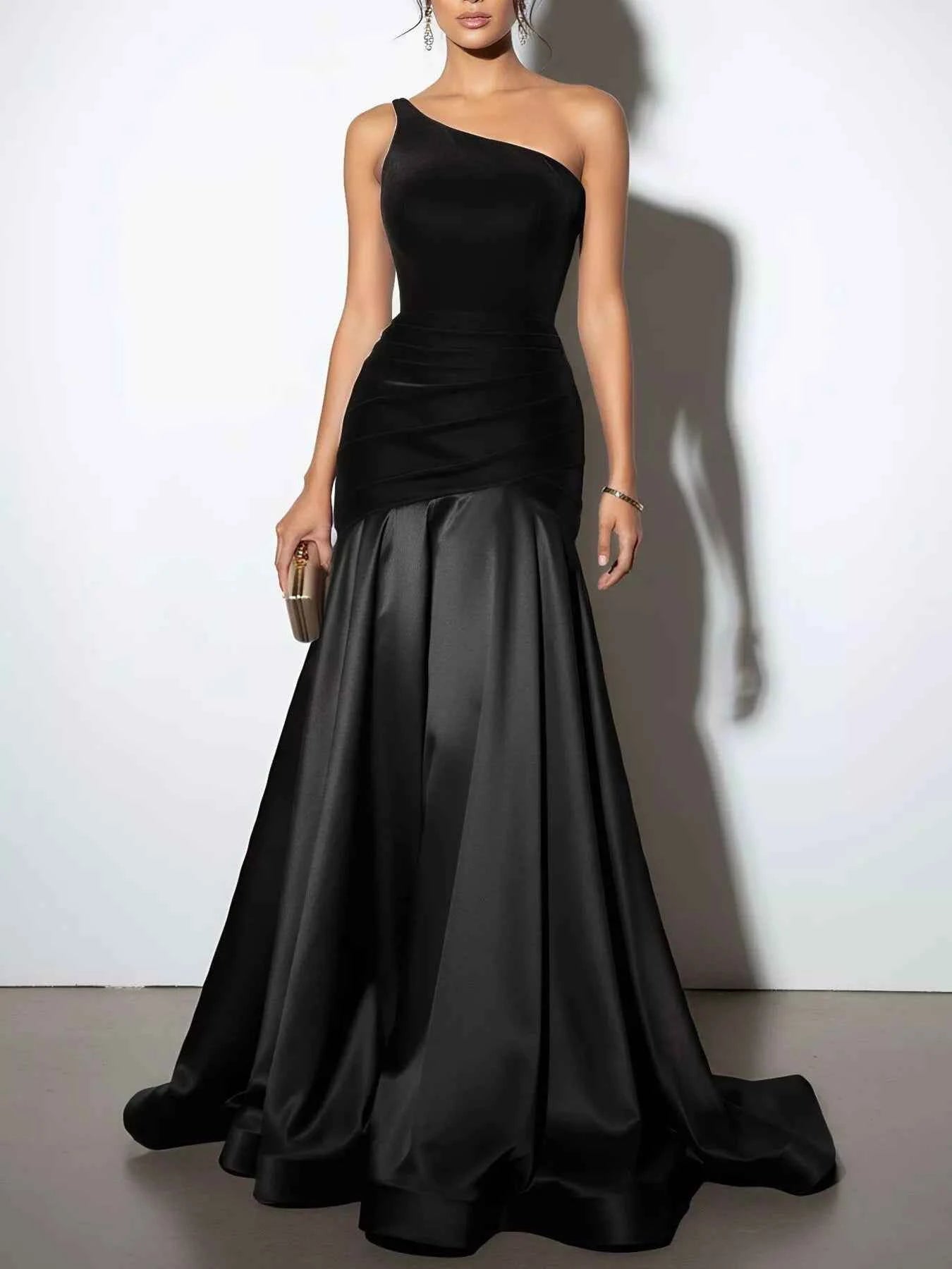 Single Shoulder Floor Length Dress
