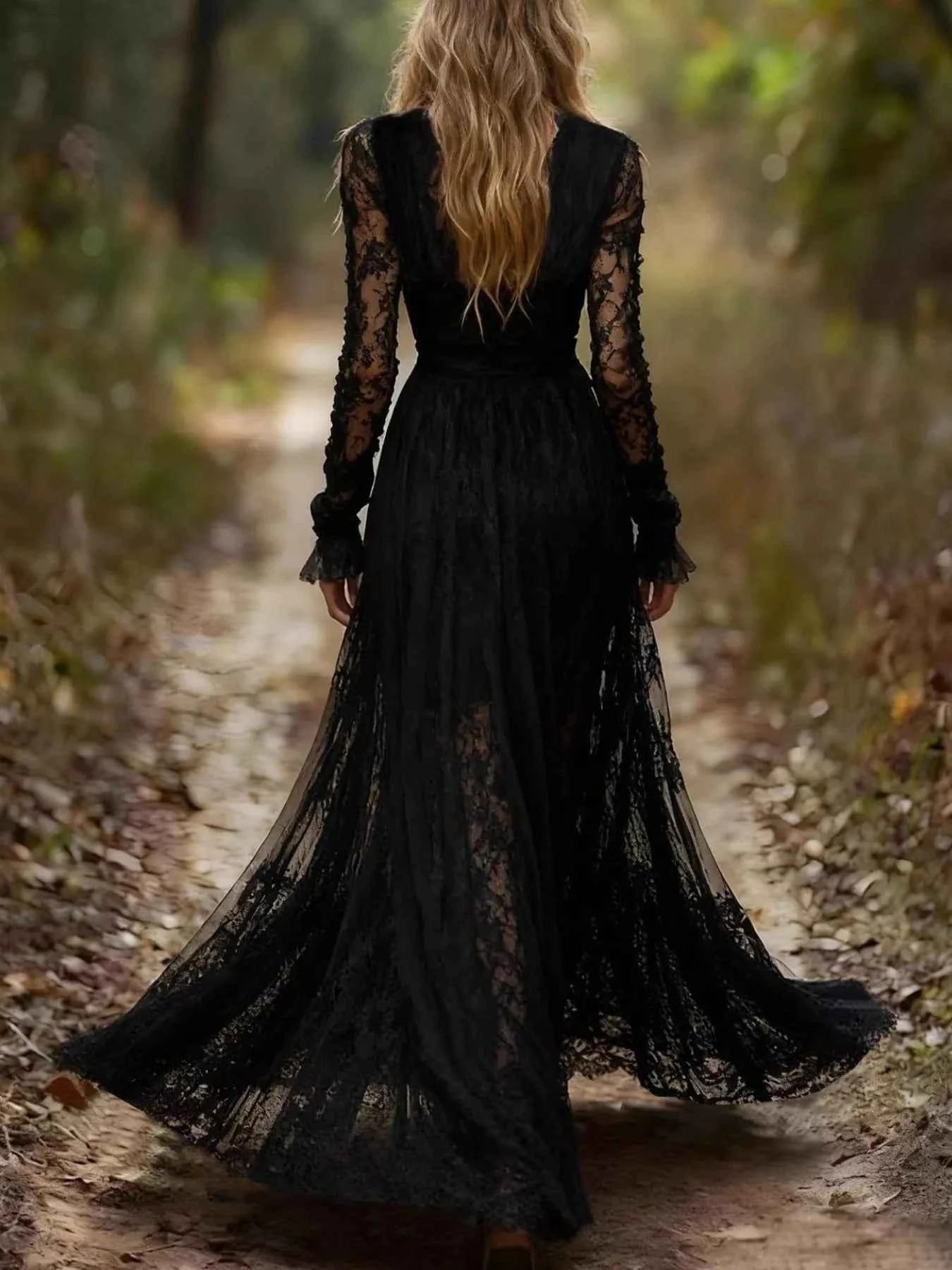 Lace Long Sleeve Maxi Dress