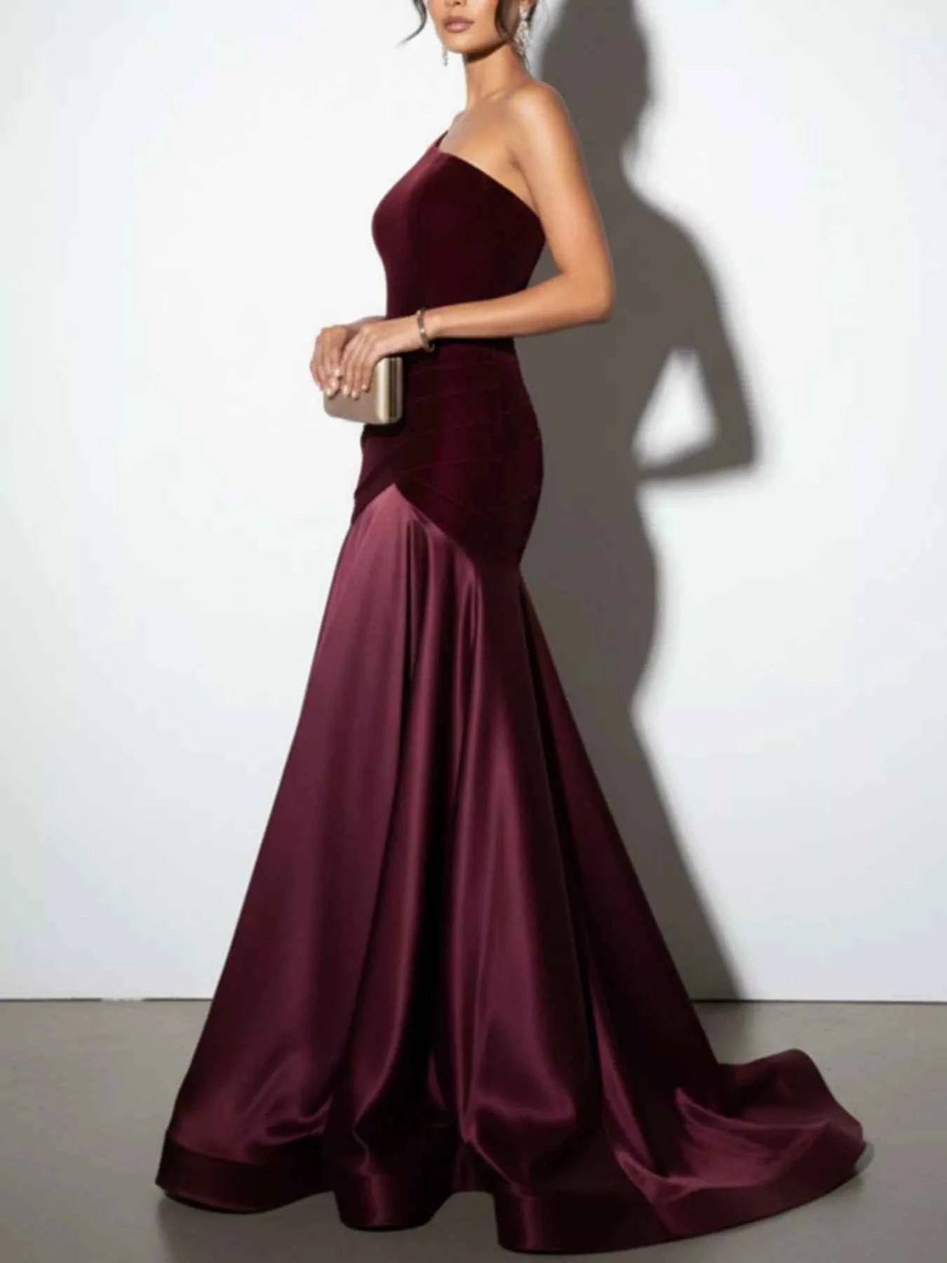 Single Shoulder Floor Length Dress