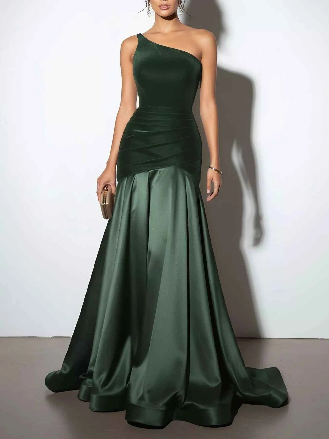 Single Shoulder Floor Length Dress