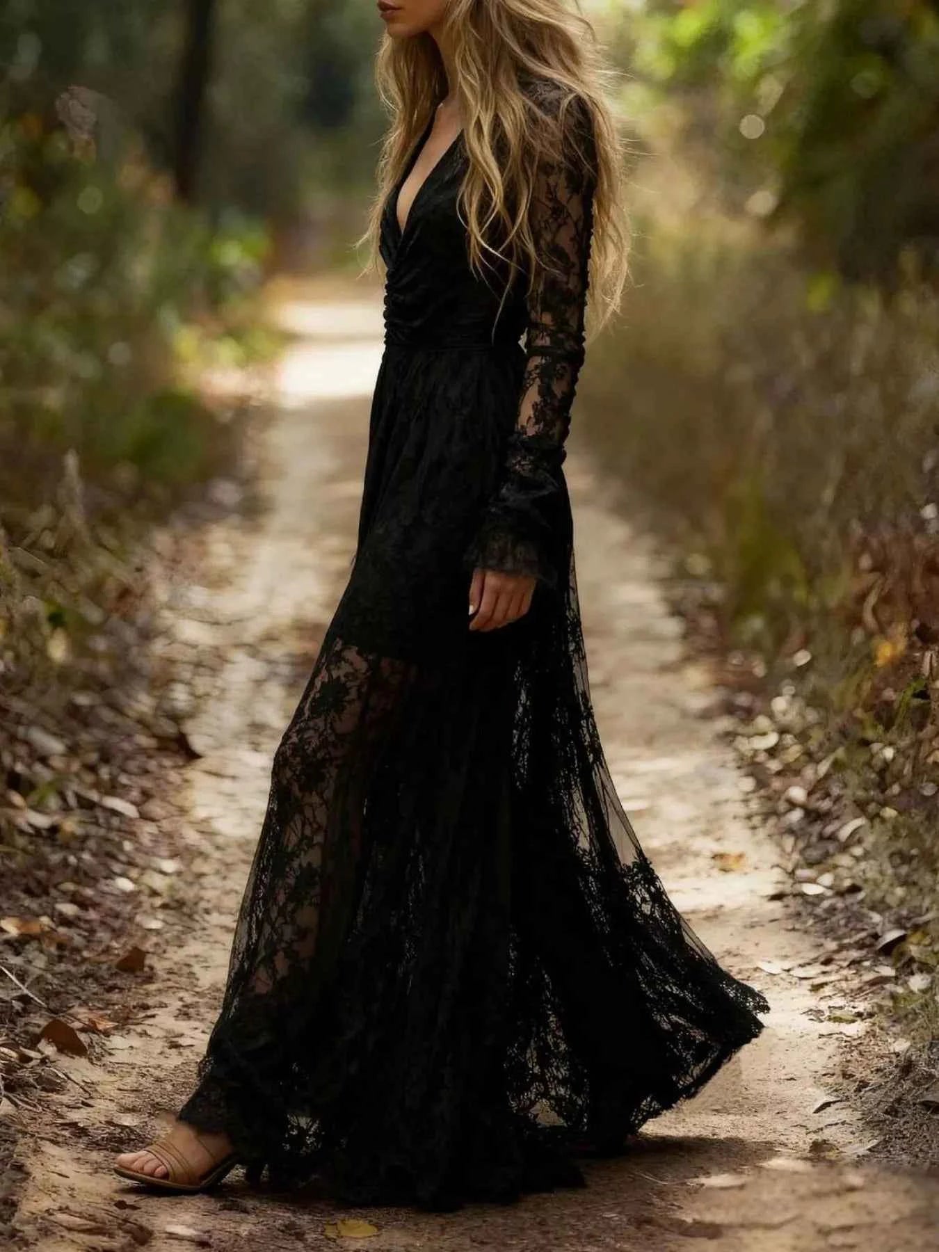 Lace Long Sleeve Maxi Dress