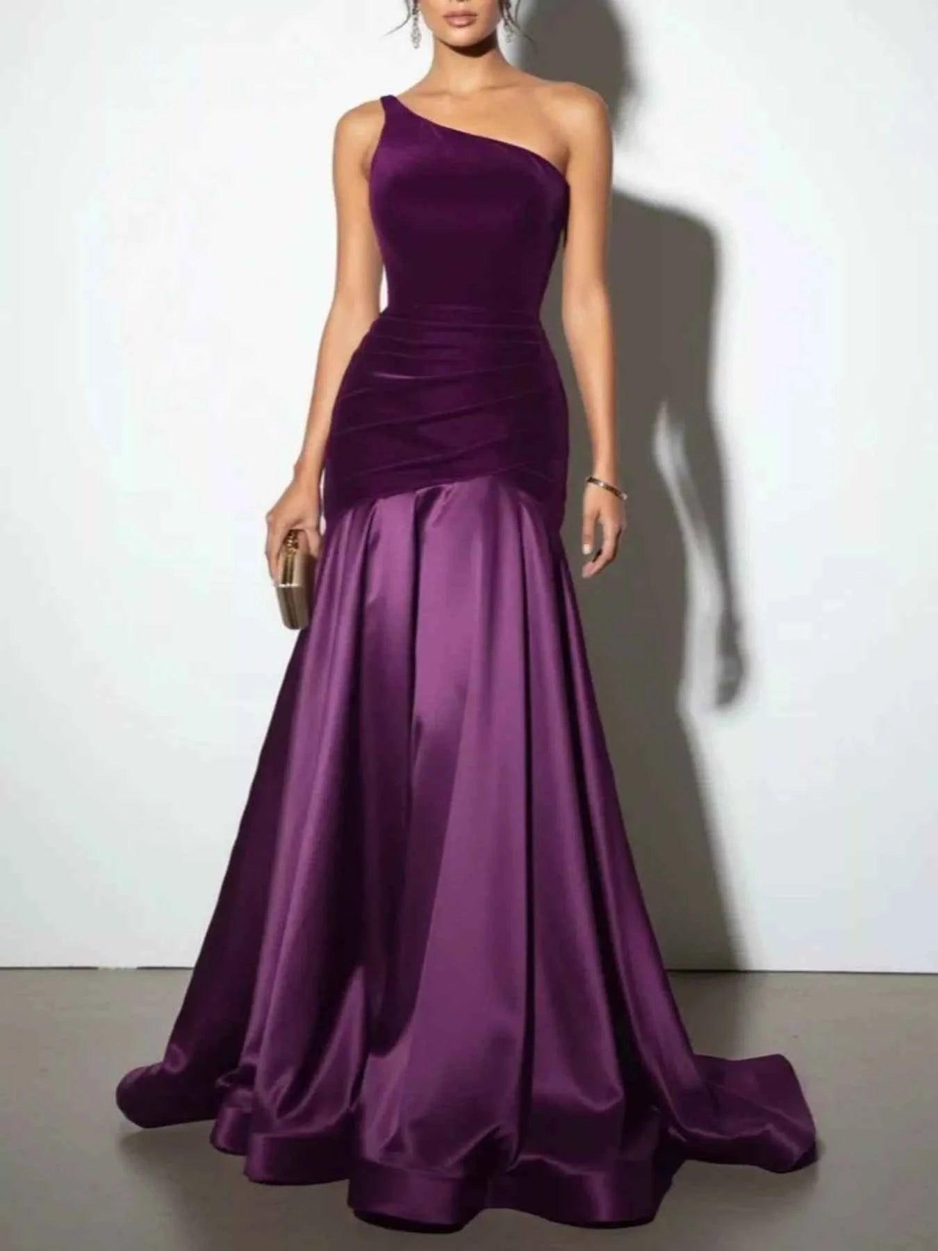 Single Shoulder Floor Length Dress