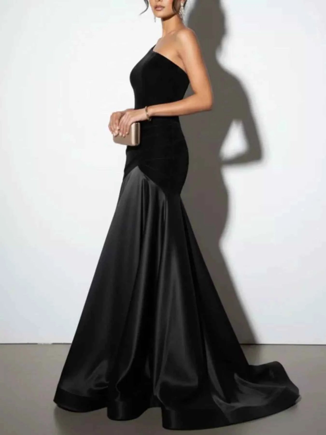 Single Shoulder Floor Length Dress