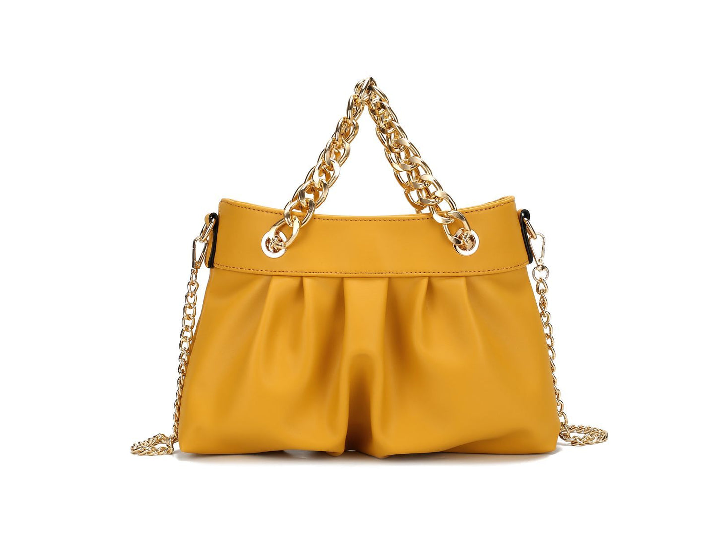 MKF Collection Marvila Minimalist Vegan Leather Chain Ruched Shoulder Bag by Mia k