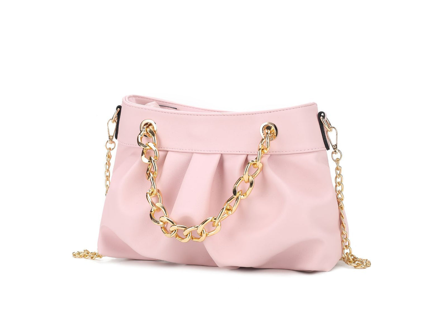 MKF Collection Marvila Minimalist Vegan Leather Chain Ruched Shoulder Bag by Mia k