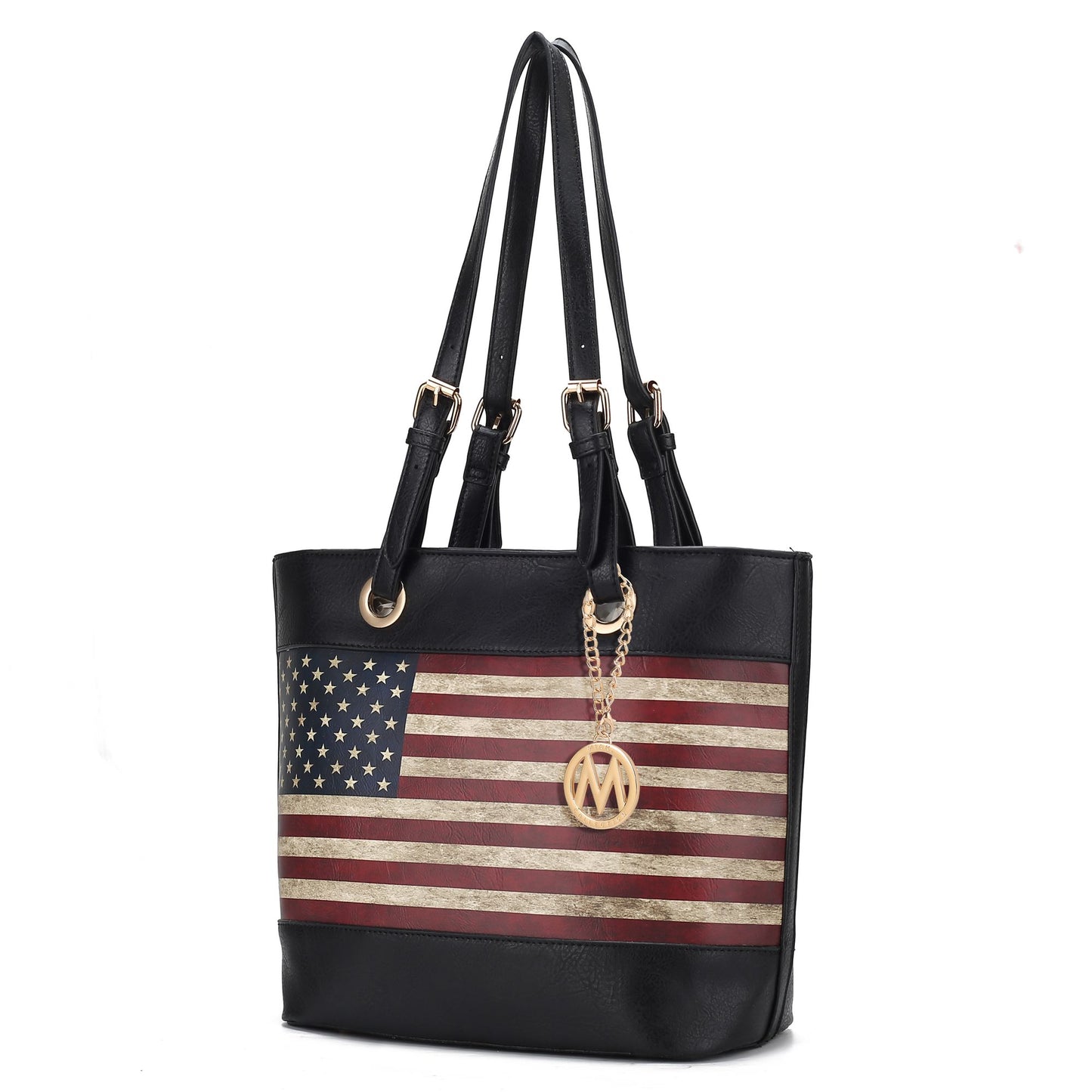 MKF Collection Vera Vegan Leather Patriotic Flag Pattern Women Tote Bag by Mia K