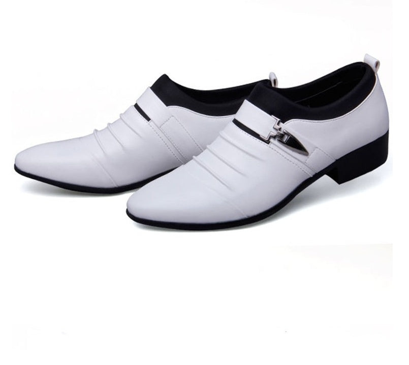 New men's formal single shoes pointed toe set formal leather shoes Korean version comfortable low-help men's casual shoes loafers