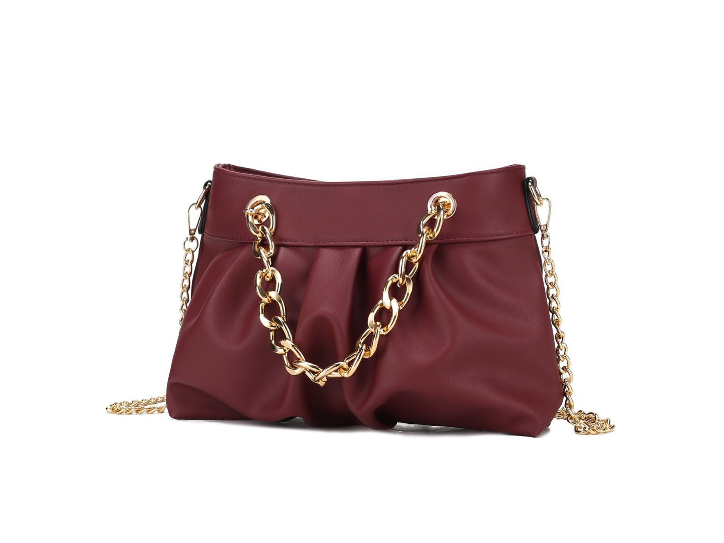 MKF Collection Marvila Minimalist Vegan Leather Chain Ruched Shoulder Bag by Mia k