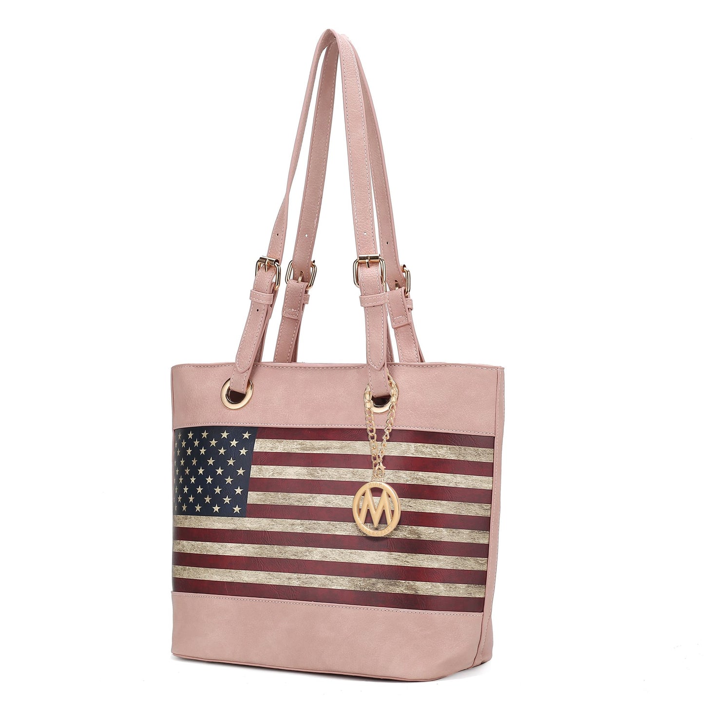 MKF Collection Vera Vegan Leather Patriotic Flag Pattern Women Tote Bag by Mia K