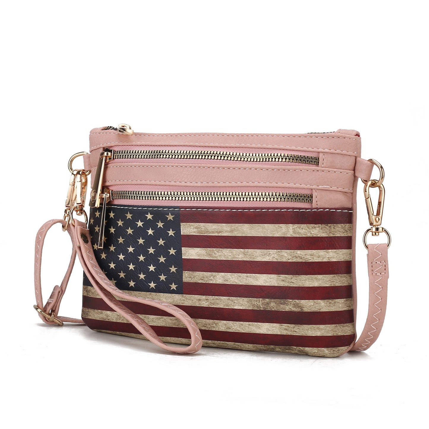 MKF Collection Alisson Vegan Leather Women FLAG Crossbody-Wristlet Bag by Mia K