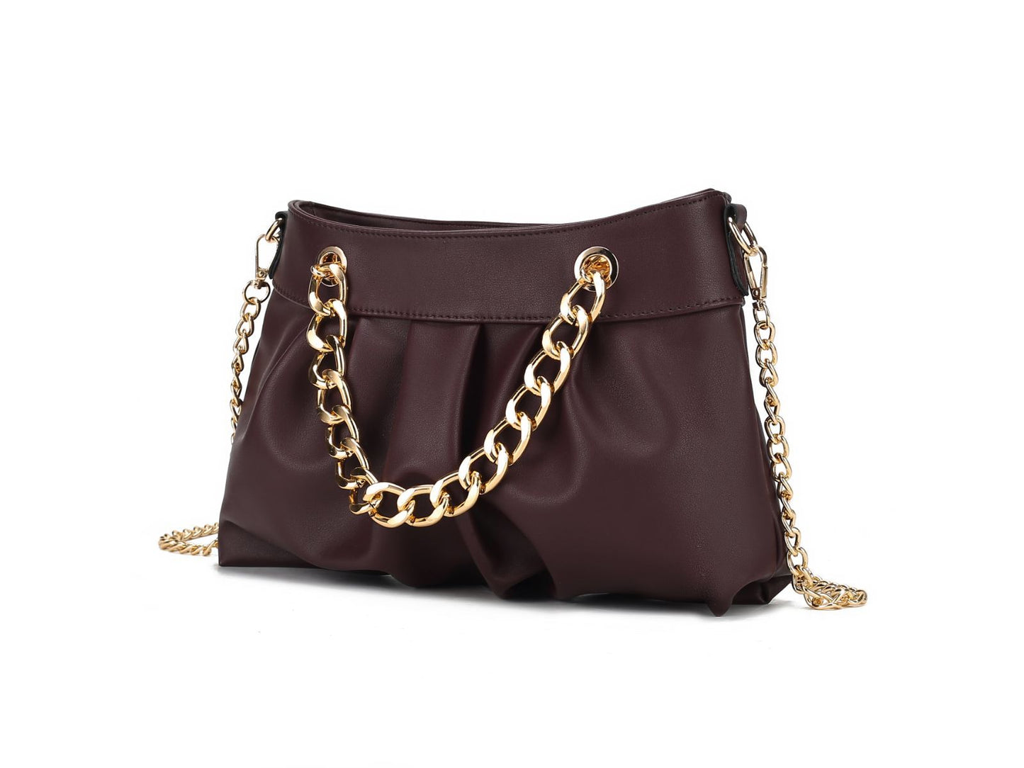 MKF Collection Marvila Minimalist Vegan Leather Chain Ruched Shoulder Bag by Mia k