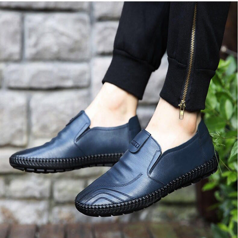 Men Casual Loafers Comfortable Lightweigh Flat Walking Footwear Moccasins Italian Breathable Slip on Male Leather Shoes