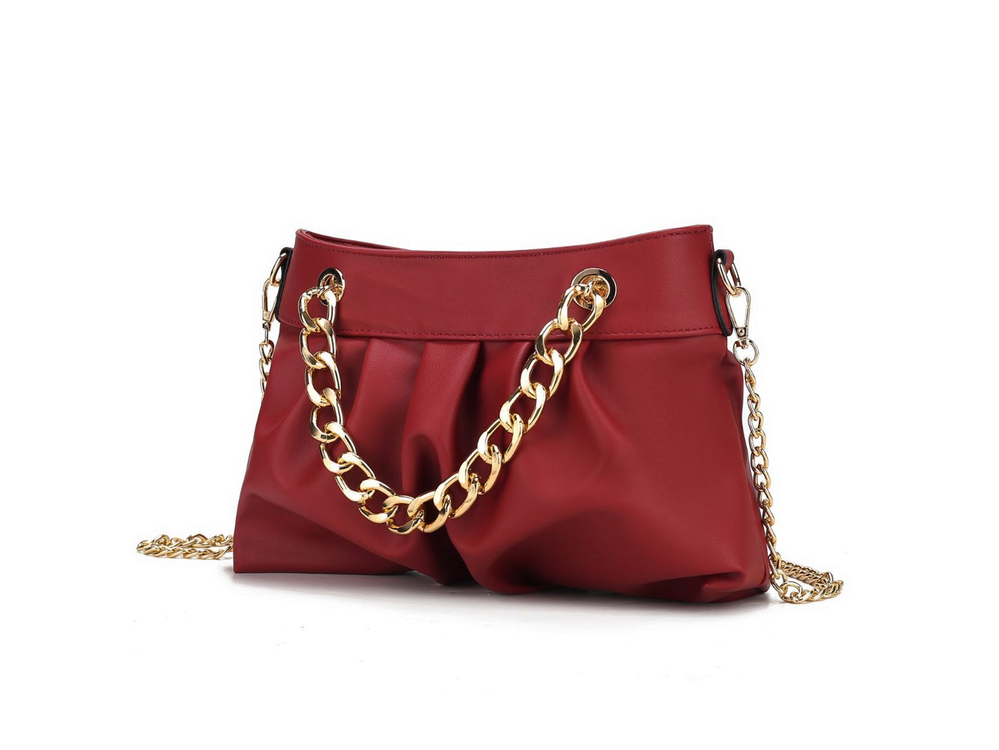 MKF Collection Marvila Minimalist Vegan Leather Chain Ruched Shoulder Bag by Mia k