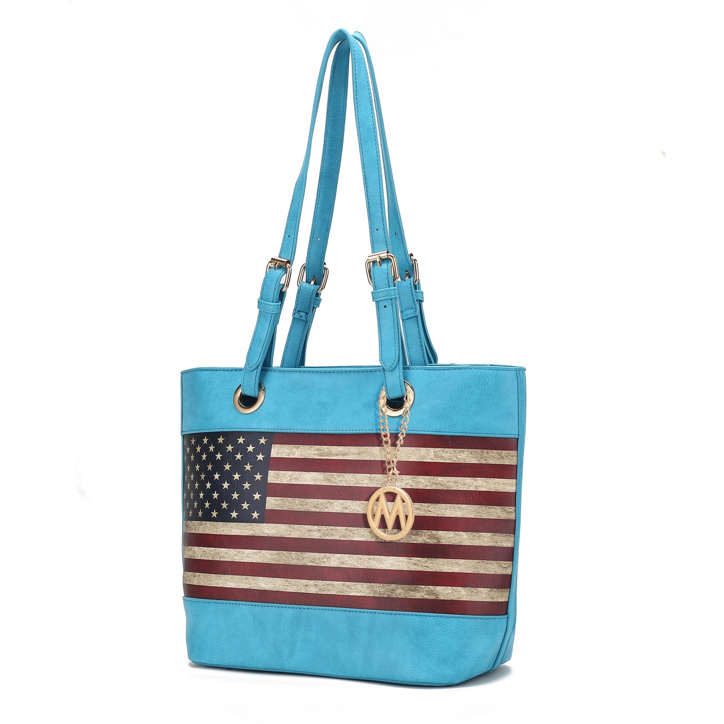 MKF Collection Vera Vegan Leather Patriotic Flag Pattern Women Tote Bag by Mia K