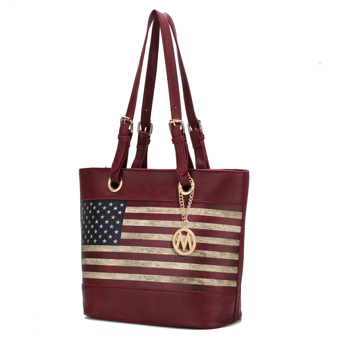 MKF Collection Vera Vegan Leather Patriotic Flag Pattern Women Tote Bag by Mia K