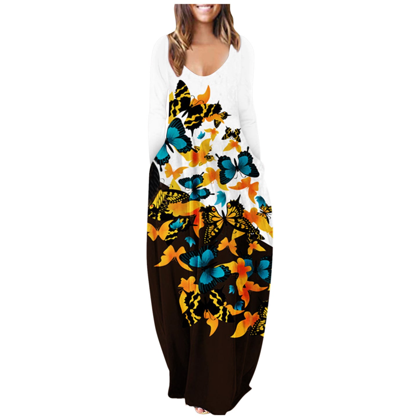 Autumn and Winter New Women's Clothing Loose Long Sleeved Plus Size Printing Dress