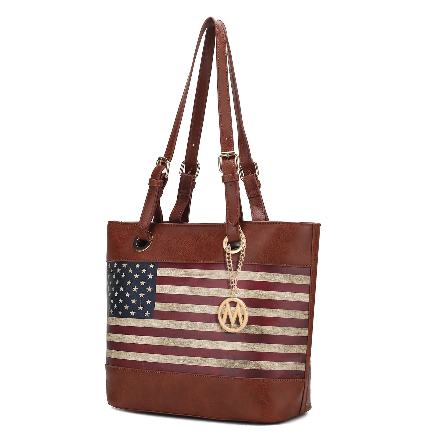 MKF Collection Vera Vegan Leather Patriotic Flag Pattern Women Tote Bag by Mia K