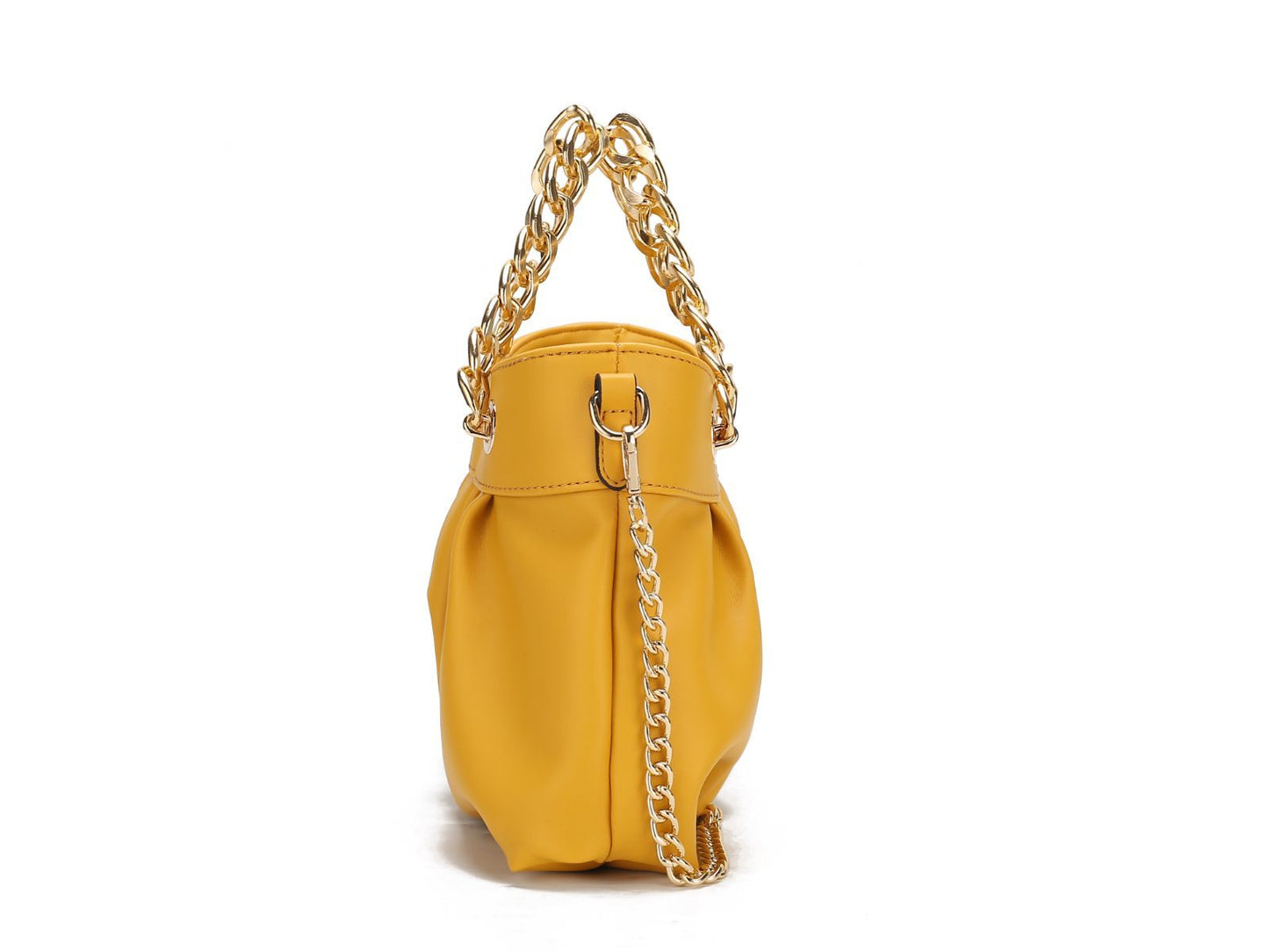 MKF Collection Marvila Minimalist Vegan Leather Chain Ruched Shoulder Bag by Mia k