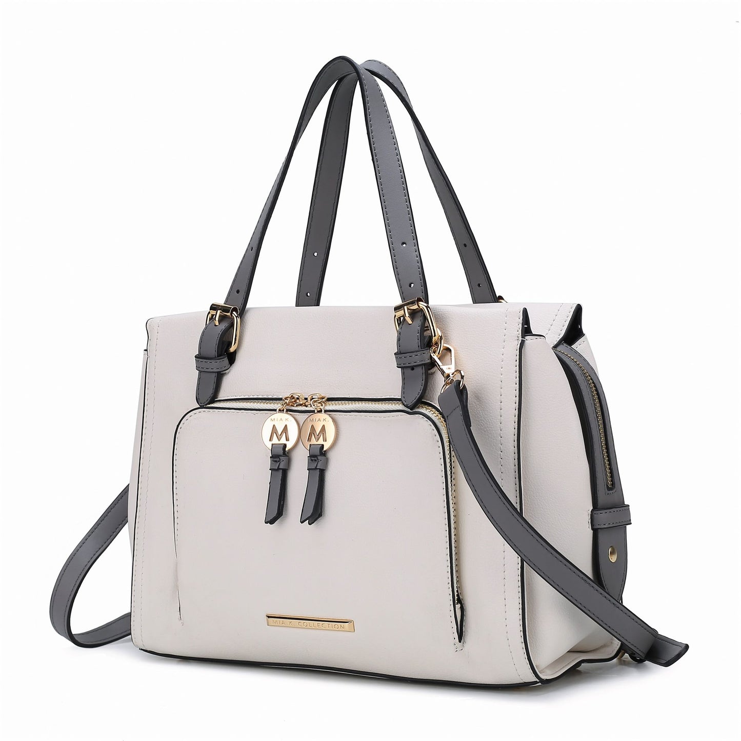 MKF Collection Elise Vegan Leather Color-block Women Satchel Bag by Mia K