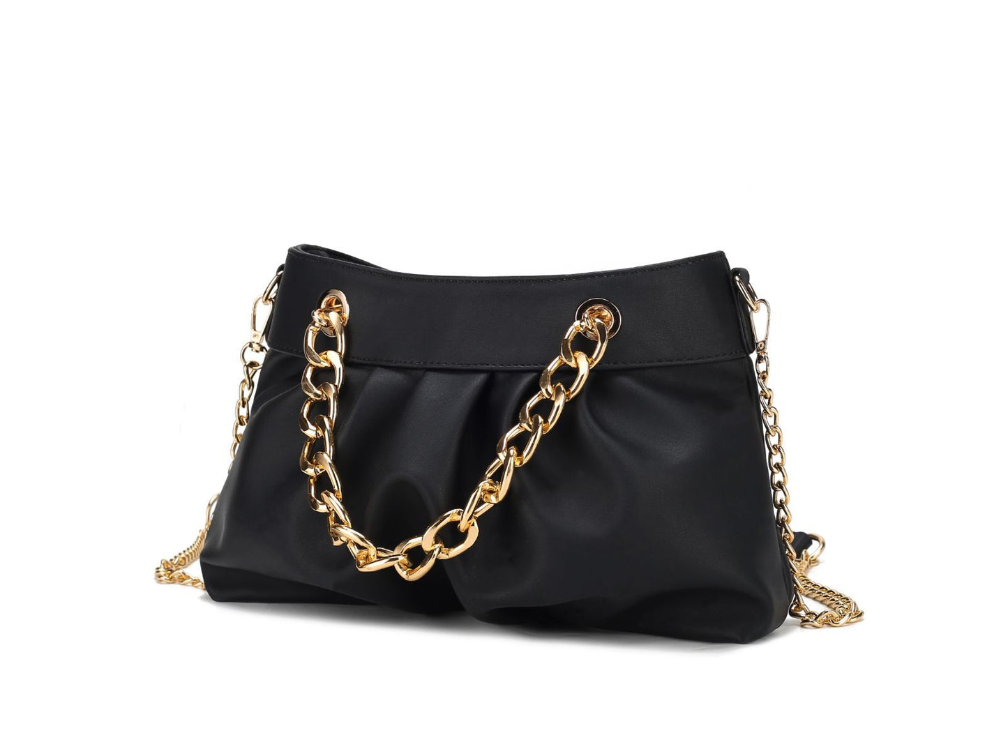 MKF Collection Marvila Minimalist Vegan Leather Chain Ruched Shoulder Bag by Mia k