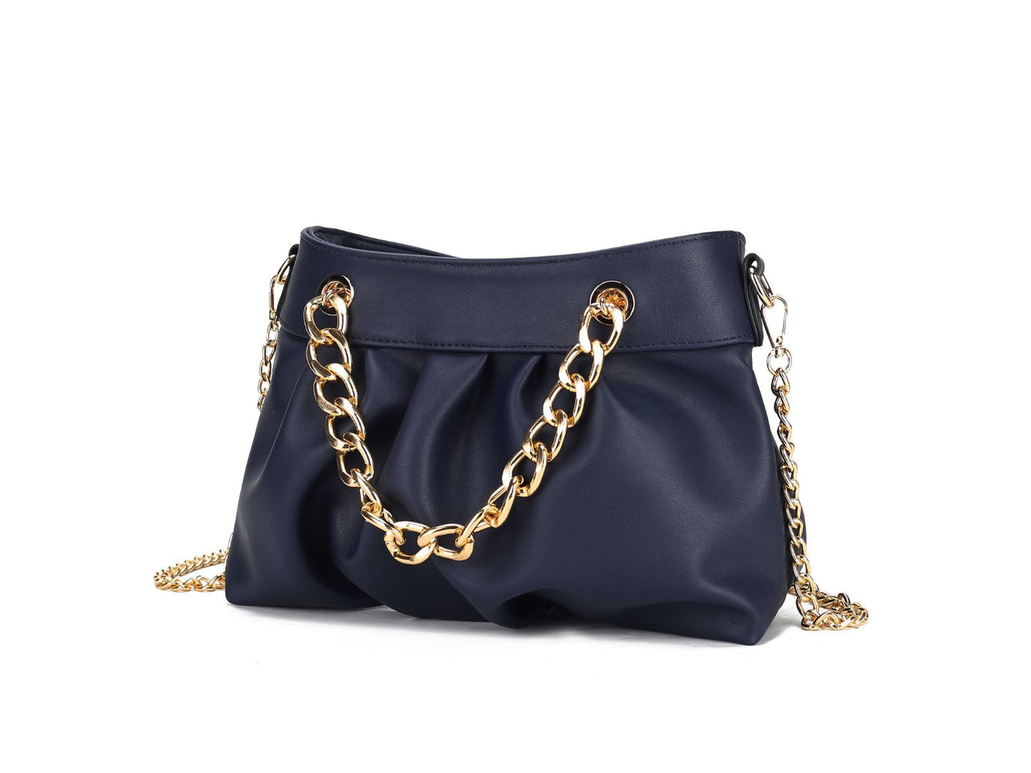 MKF Collection Marvila Minimalist Vegan Leather Chain Ruched Shoulder Bag by Mia k