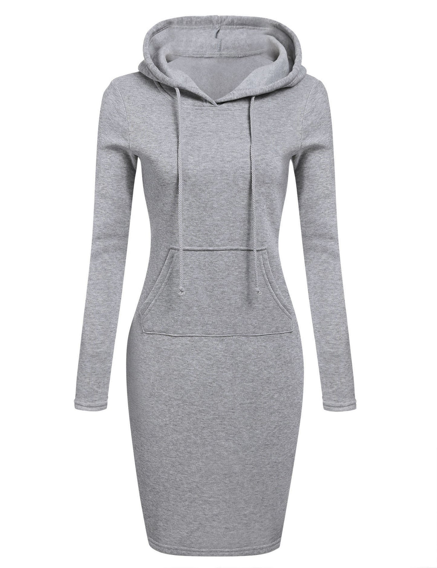 Women Casual Hooded Hoodie Long Sleeve Sweater Pocket Bodycon Tunic Dress Top