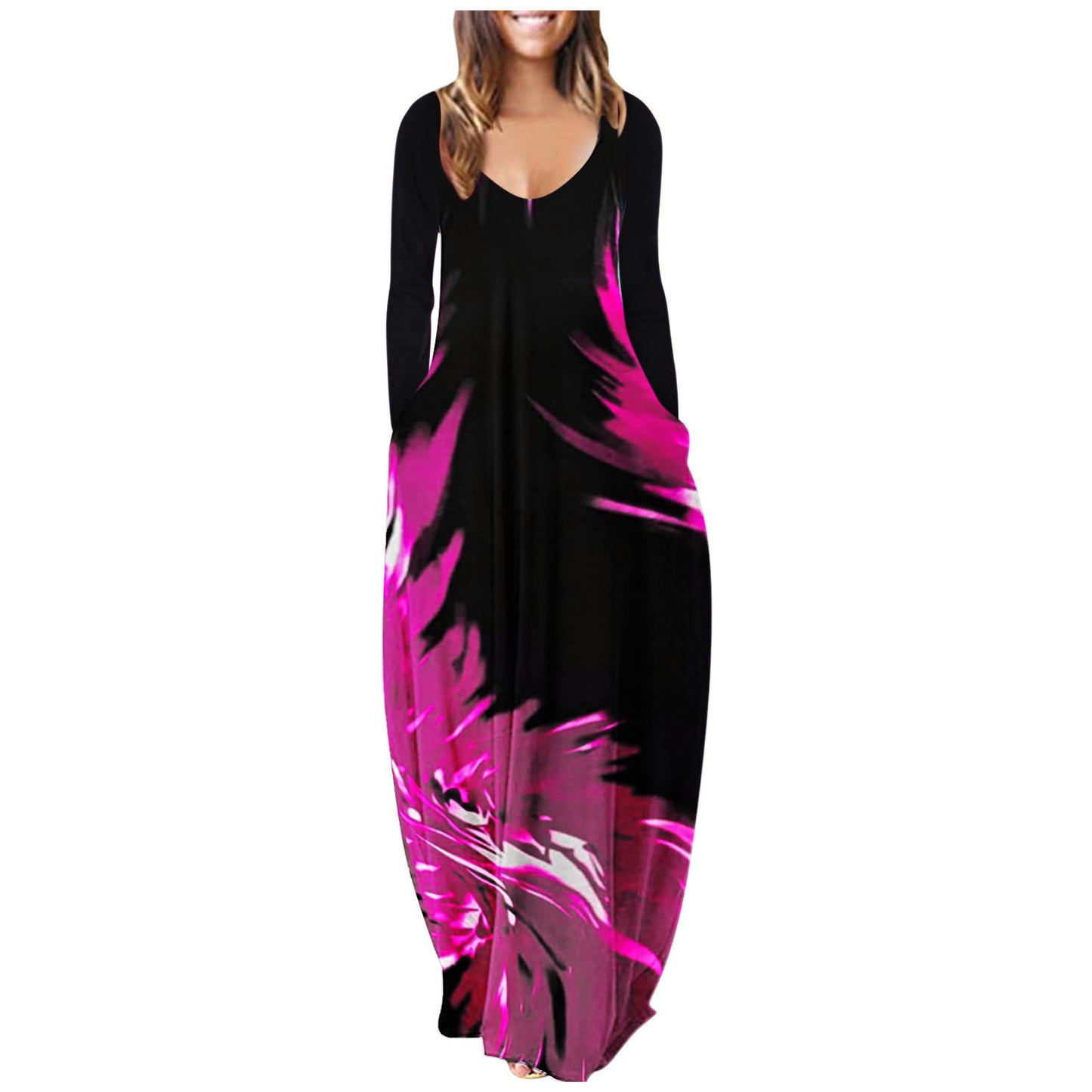 Autumn and Winter New Women's Clothing Loose Long Sleeved Plus Size Printing Dress