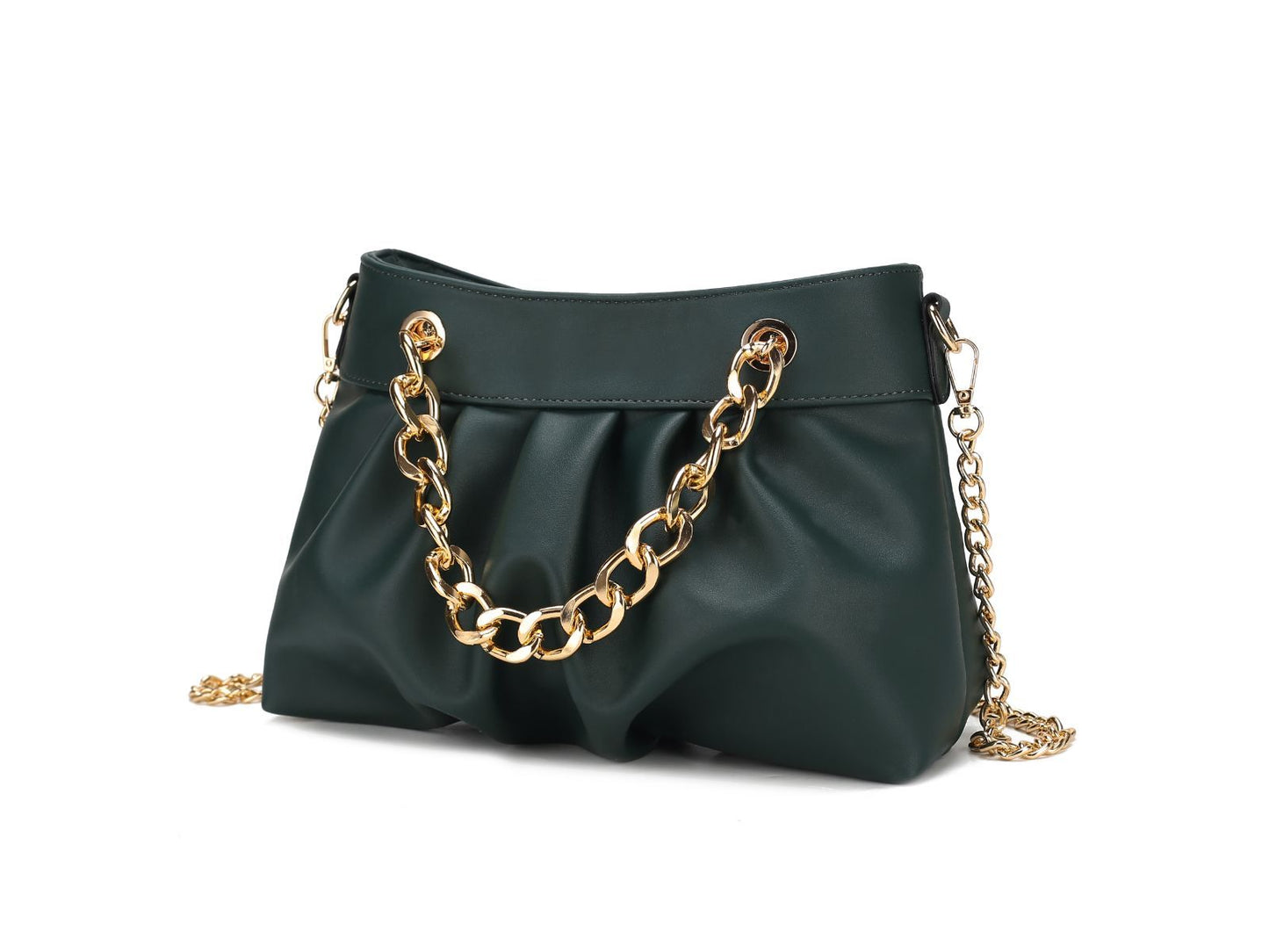 MKF Collection Marvila Minimalist Vegan Leather Chain Ruched Shoulder Bag by Mia k