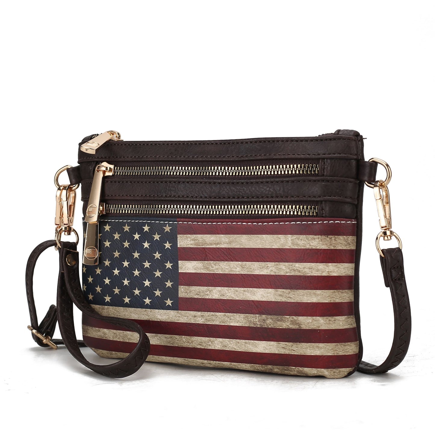 MKF Collection Alisson Vegan Leather Women FLAG Crossbody-Wristlet Bag by Mia K