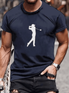 Men's Solid Color Printed Short-sleeved T-shirt