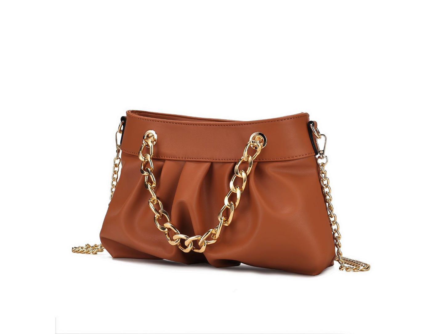 MKF Collection Marvila Minimalist Vegan Leather Chain Ruched Shoulder Bag by Mia k