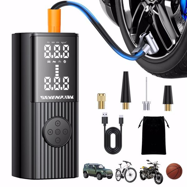 Tire Inflator Portable Air Compressor - 20000 mAh Rechargeable Air Pump -150 PSI Tire Inflation, Accurate LCD Display/Light, 3X Fast Portable Air Inflator for Cars(No shipment on weekends)