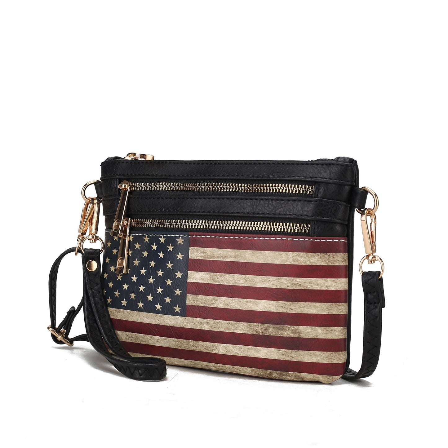 MKF Collection Alisson Vegan Leather Women FLAG Crossbody-Wristlet Bag by Mia K