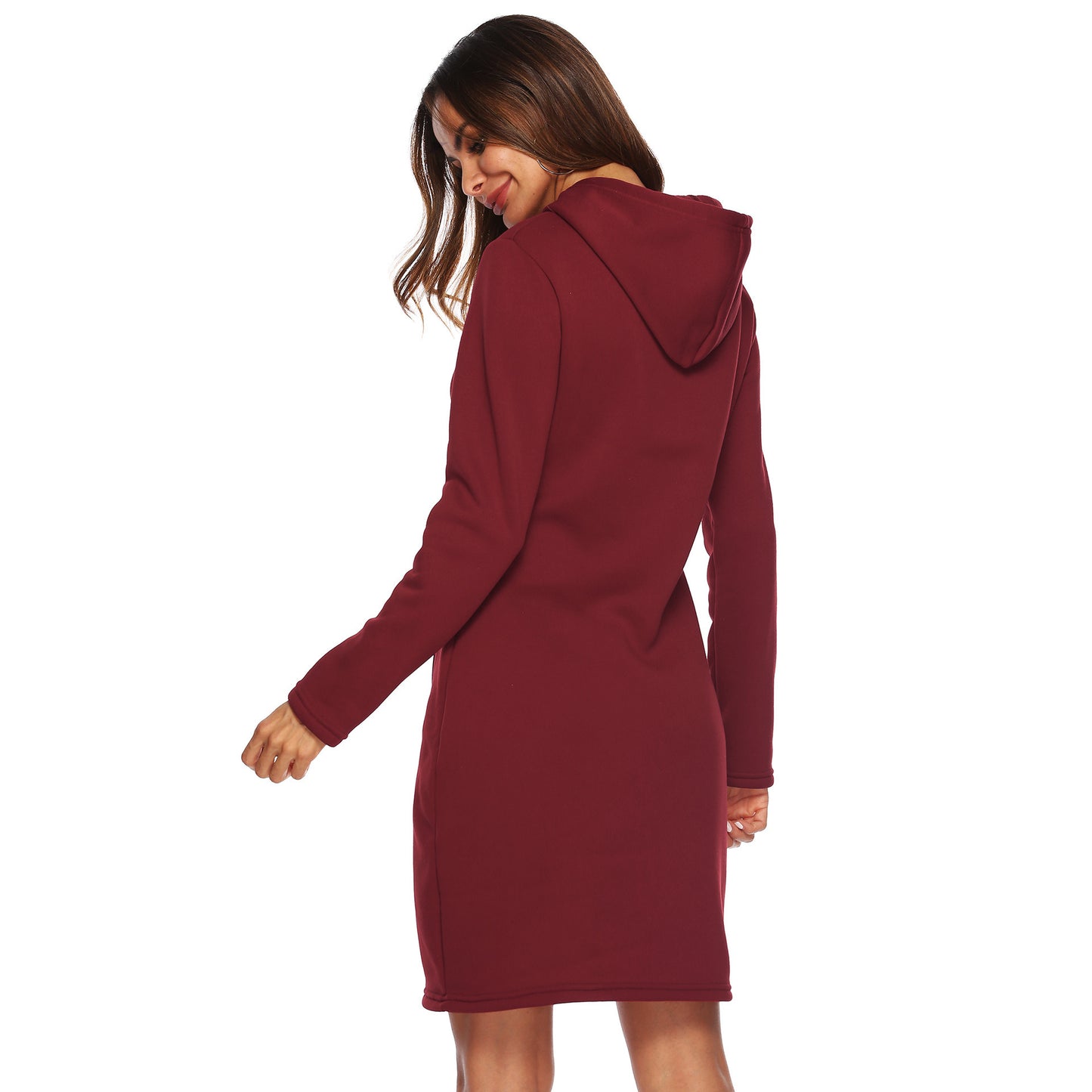 Women Casual Hooded Hoodie Long Sleeve Sweater Pocket Bodycon Tunic Dress Top