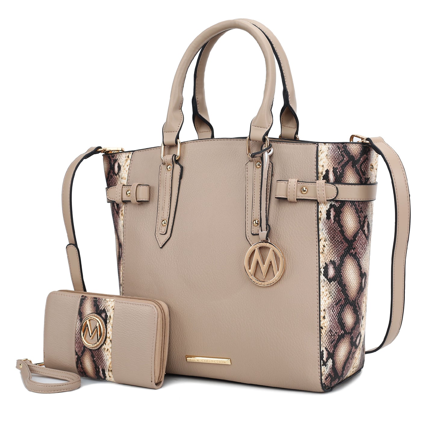 Joelle Faux Snake Embossed Women Tote bag with matching Wallet