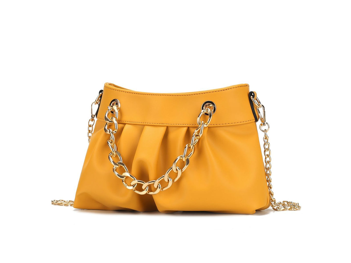 MKF Collection Marvila Minimalist Vegan Leather Chain Ruched Shoulder Bag by Mia k