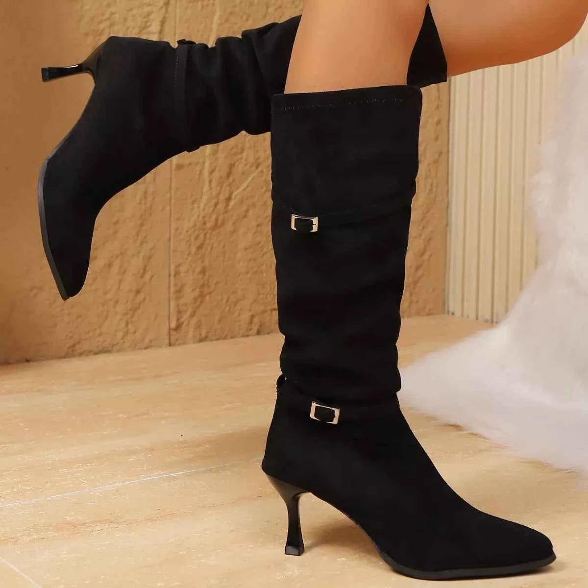 Point Toe Kitten Heels Boots