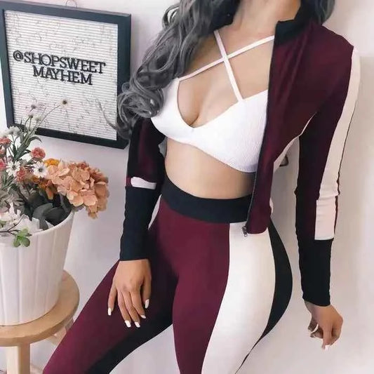 2019 Color Block Casual Sportswear Set for Fall/Winter