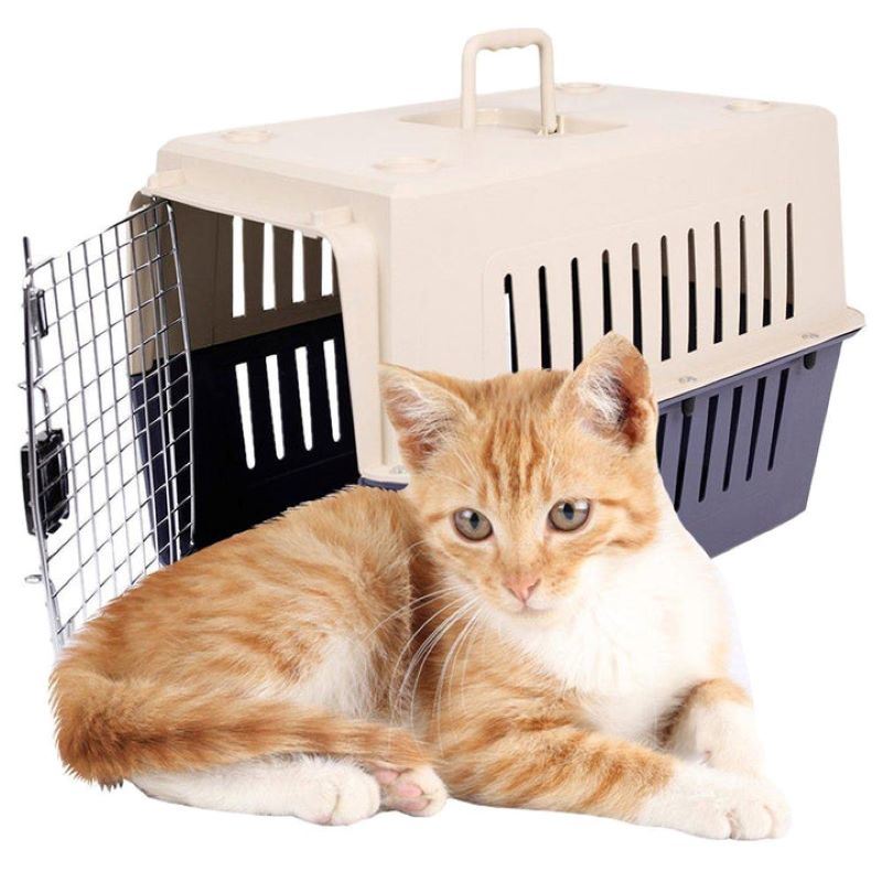 Portable Pet Box Cat & Dog Carrier Cage with Chrome Door