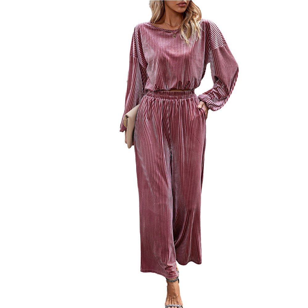 Women Velour Sweatsuits 2 Piece Tracksuit Sets with Pockets Leisure Jogger Outfits