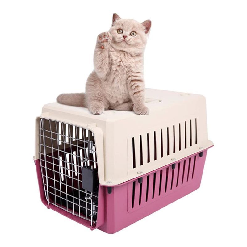 Portable Pet Box Cat & Dog Carrier Cage with Chrome Door