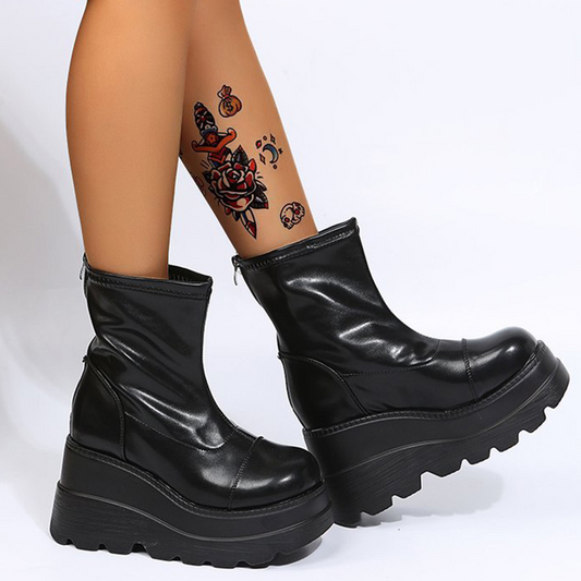 Women Ankle Boots New Black Women Short Boots Round Toe Shoes Woman Zipper Design Ladies Boots Sexy Comfortable Female Footwear