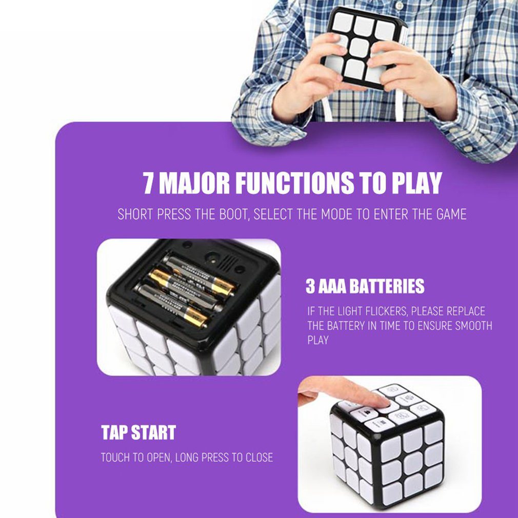 Smart Voice Cube 3X3 Magic Electronic Flashing Cube Kid Intelligence Develop Toys Magnetic Memory Brain Game Modes Fun Gift