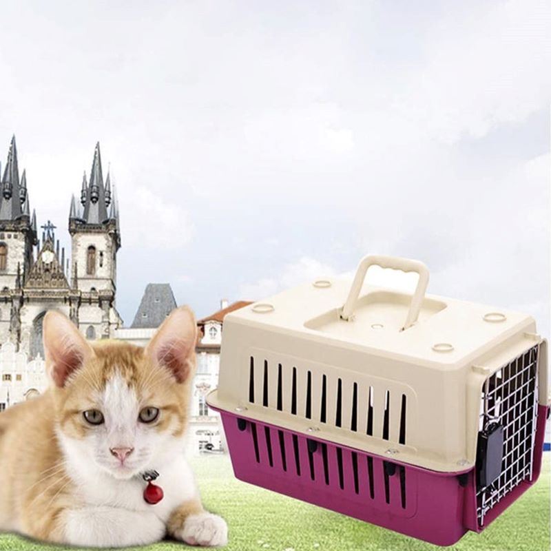 Portable Pet Box Cat & Dog Carrier Cage with Chrome Door