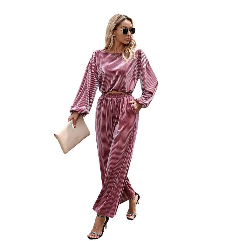 Women Velour Sweatsuits 2 Piece Tracksuit Sets with Pockets Leisure Jogger Outfits