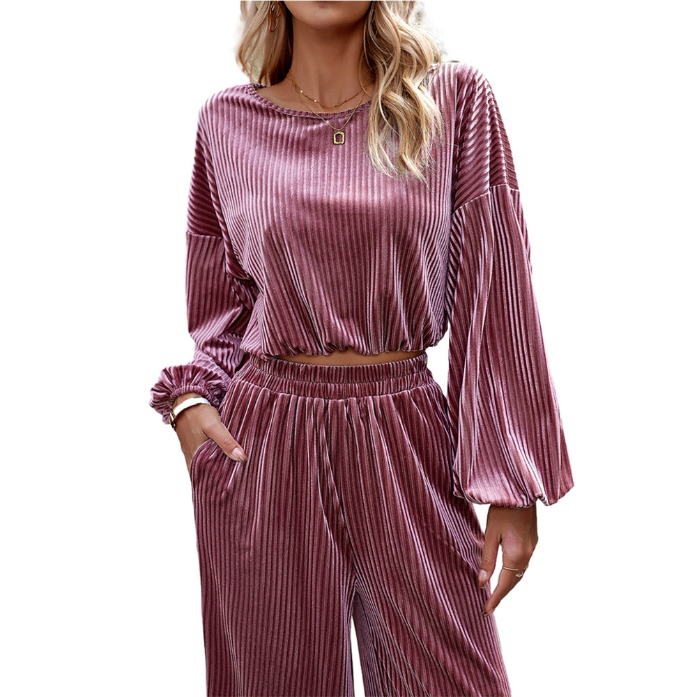 Women Velour Sweatsuits 2 Piece Tracksuit Sets with Pockets Leisure Jogger Outfits