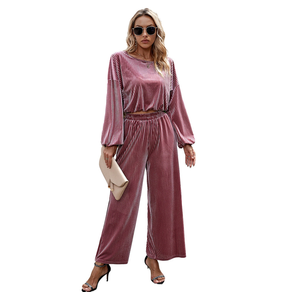 Women Velour Sweatsuits 2 Piece Tracksuit Sets with Pockets Leisure Jogger Outfits