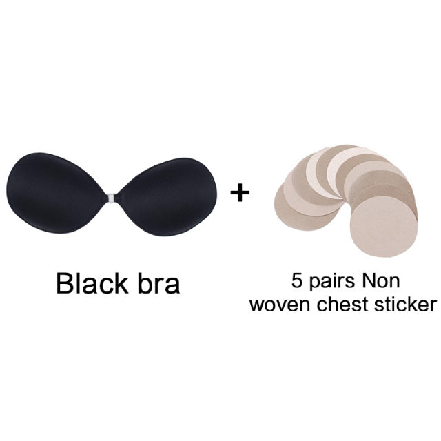 Sexy Sujetador Women&#39;s bra Invisible Push Up Bra Self-Adhesive Silicone Seamless Front Closure Sticky Backless Strapless Bra